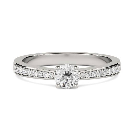 0.50ct VS/E-F Petite Round Natural Diamond Shoulder Set Ring