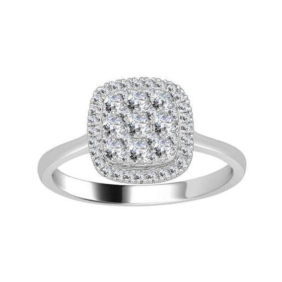 0.51ct VS/E-F Round Natural Diamond Cluster Ring