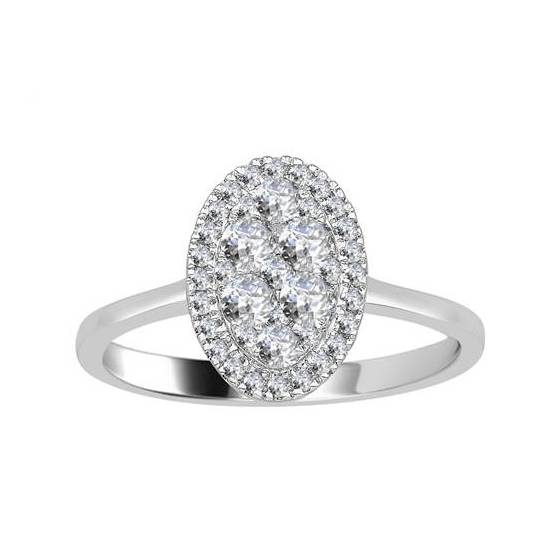 0.52ct VS/E-F Round Natural Diamond Cluster Ring
