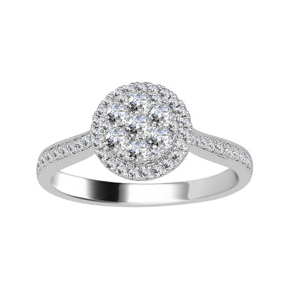 0.50ct VS/E-F Round Natural Diamond Cluster Ring