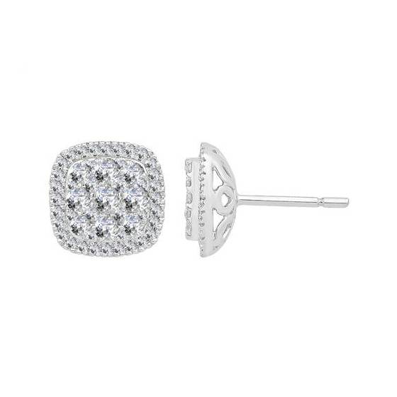 1.00ct VS/E-F Natural Diamond Cluster Earrings