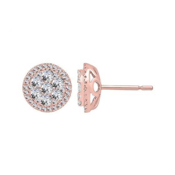 1.02ct VS/E-F Round Natural Diamond Cluster Earrings