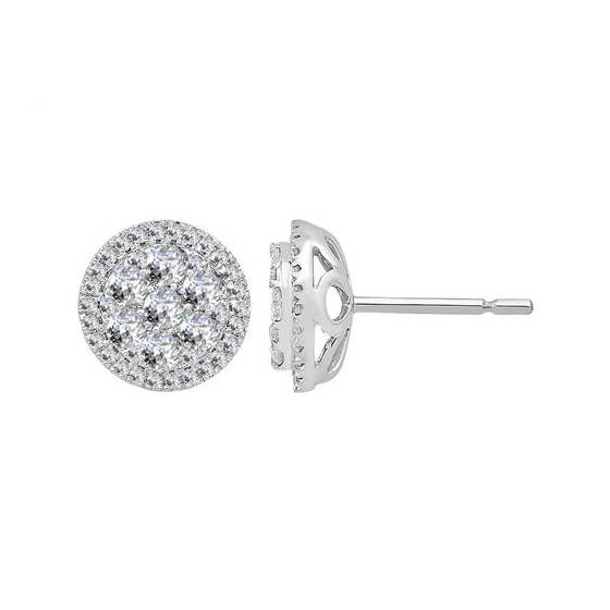 0.98ct VS/E-F Round Natural Diamond Cluster Earrings