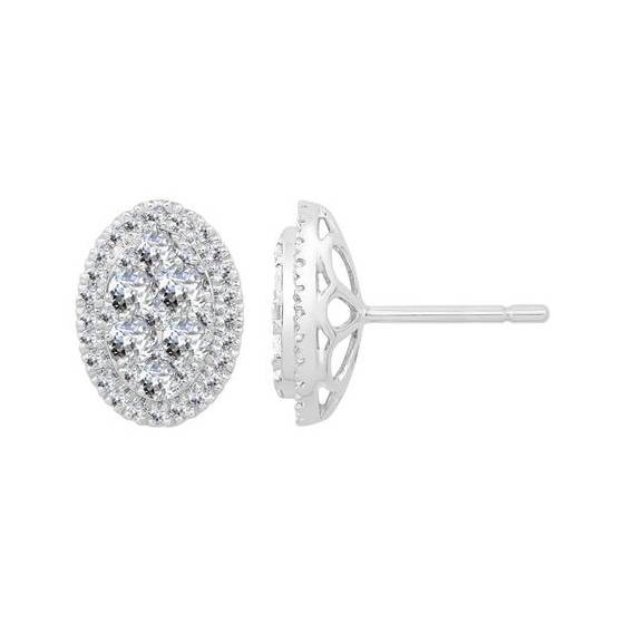 1.00ct VS/E-F Round Natural Diamond Cluster Earrings