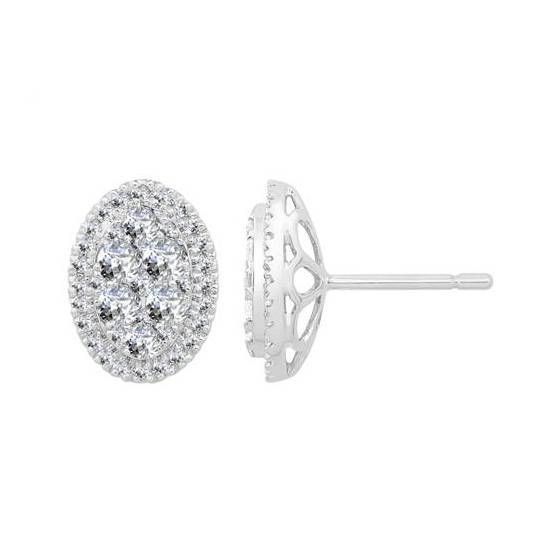 1.00ct VS/E-F Natural Diamond Cluster Earrings