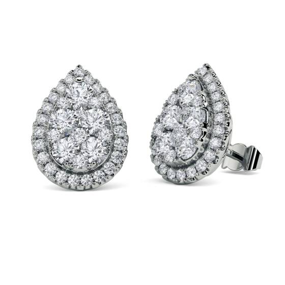 1.00ct VS/EF Round Diamond Cluster Earrings