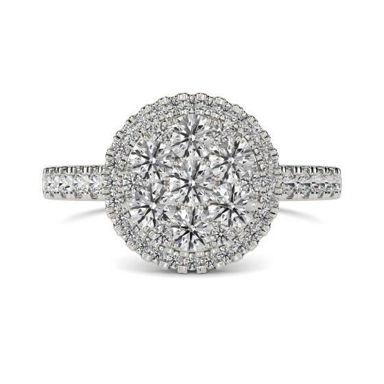 1.00ct VS/E-F Elegant Round Natural Diamond Cluster Ring