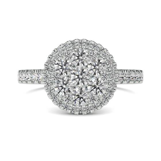 1.00ct VS/E-F Round Natural Diamond Cluster Ring