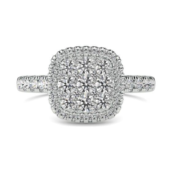 1.00ct VS/E-F Elegant Round Natural Diamond Cluster Ring