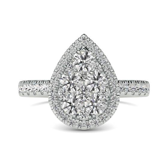 1.00ct VS/E-F Round Natural Diamond Cluster Ring