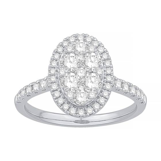 1.00ct VS/E-F Round Natural Diamond Cluster Ring