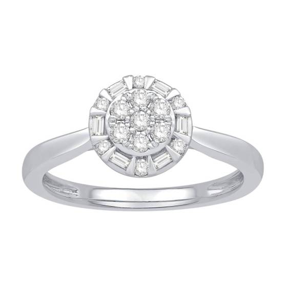 0.23ct VS/E-F Round Natural Diamond Cluster Ring