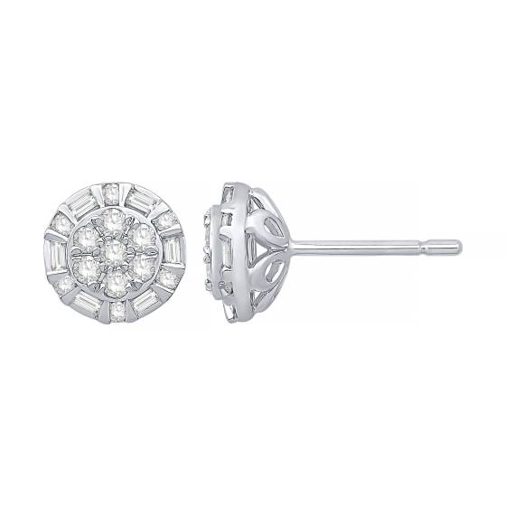 0.48ct VS/E-F Natural Diamond Cluster Earrings