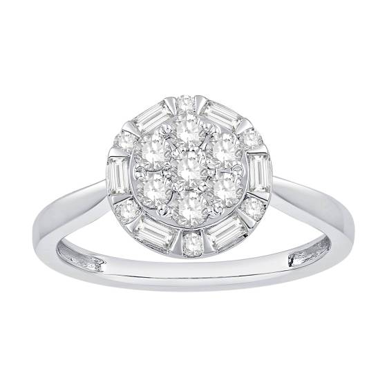 0.50ct VS/E-F Round Natural Diamond Cluster Ring