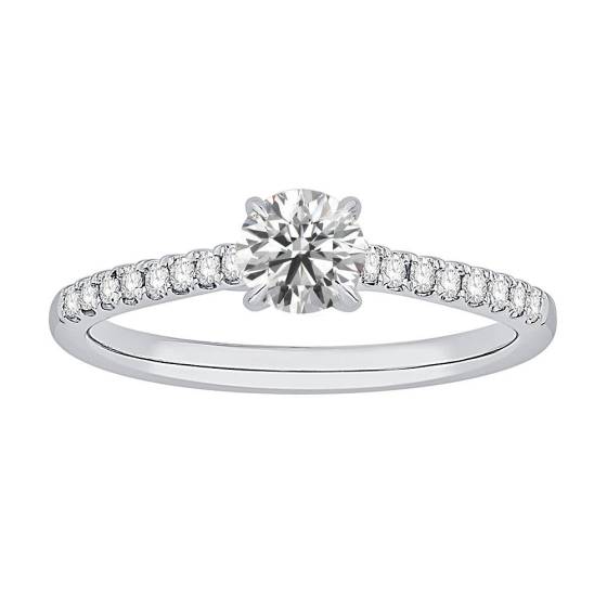 0.50ct VS/F-G Round Natural Diamond Shoulder Set Engagement Ring