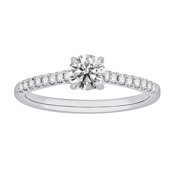 0.50ct VS/F-G Round Natural Diamond Shoulder Set Engagement Ring