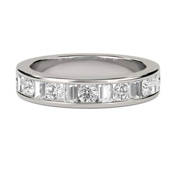 0.25ct VS/E-F 3mm Petite Round and Baguette Natural Diamond Eternity Ring
