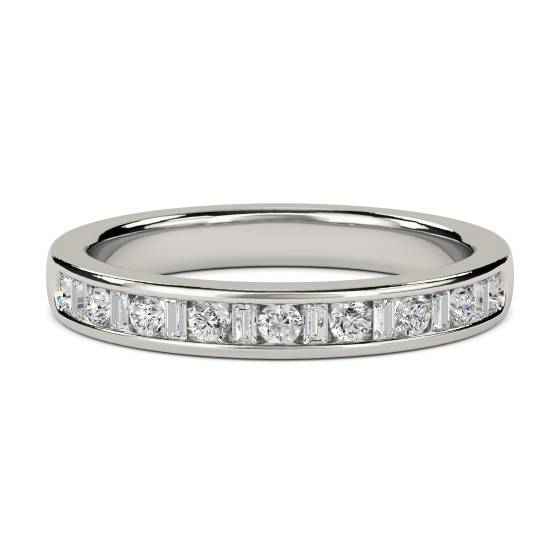 0.33ct VS/E-F 3mm Petite Round and Baguette Natural Diamond Eternity Ring