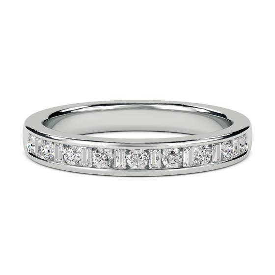 0.35ct VS/E-F 3mm Petite Round and Baguette Natural Diamond Eternity Ring