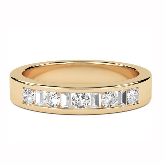 0.50ct VS/E-F 3.5mm Round and Baguette Natural Diamond Eternity Ring