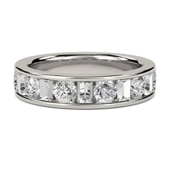 1.00ct VS/E-F Round and Baguette Natural Diamond Eternity Ring