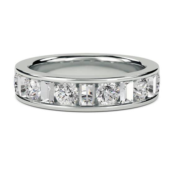 1.00ct VS/E-F Round and Baguette Natural Diamond Eternity Ring