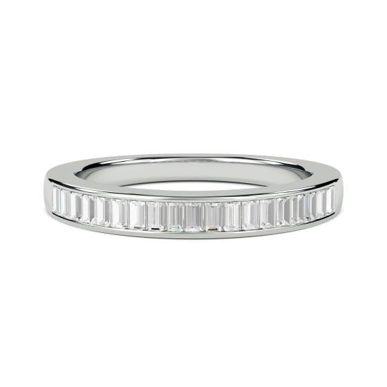 0.50ct VS/E-F 3.5mm Baguette Natural Diamond Half Eternity Ring