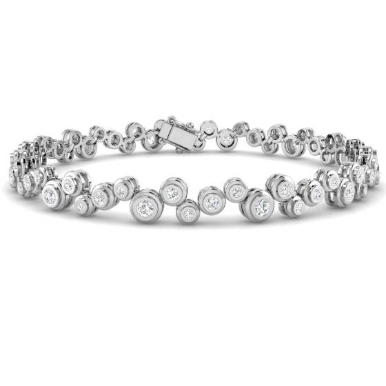 1.35ct SI1/G Round cut Natural Diamonds Tennis Bracelet in 18k White Gold