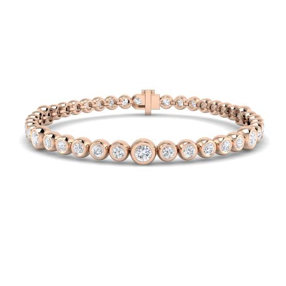 5.00ct SI1/G Round cut Natural Diamonds Bezel Set Tennis Bracelet in 18k Rose Gold