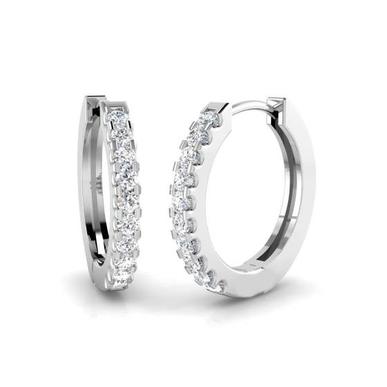 0.19ct SI2/G Round cut Natural Diamond Hoop Earrings in 18k White Gold