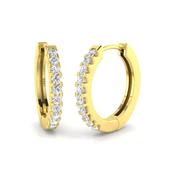 0.19ct SI2/G Round cut Natural Diamond Hoop Earrings in 9k Yellow Gold