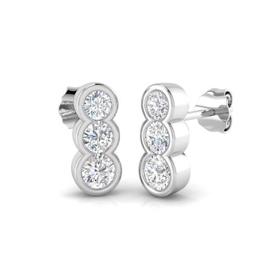 0.92ct SI2/G Round cut Natural Diamond Drop Earrings in 18k White Gold