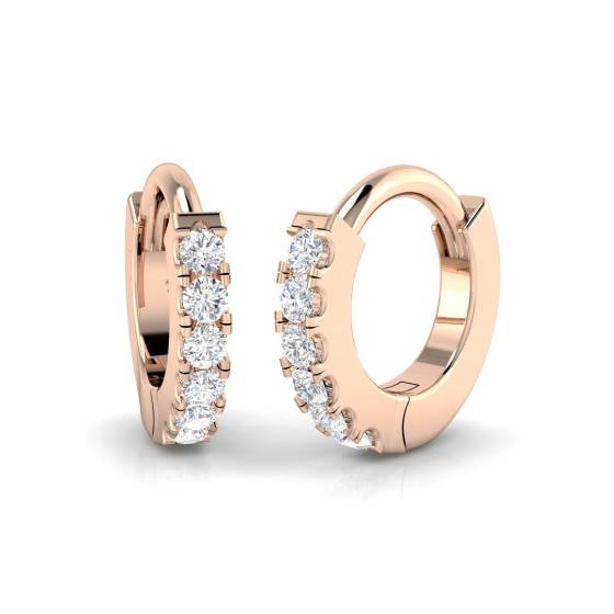 0.06ct SI1/G Round cut Natural Diamond Hoop Earrings in 18k Rose Gold
