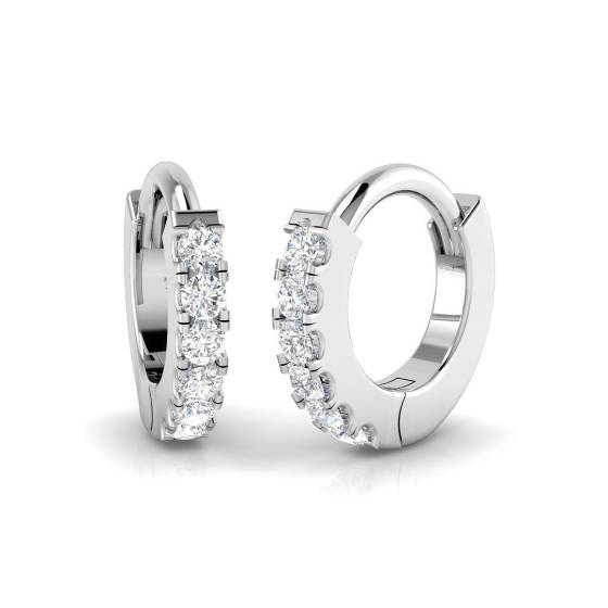 0.06ct SI2/G Round cut Natural Diamond Hoop Earrings in 18k White Gold
