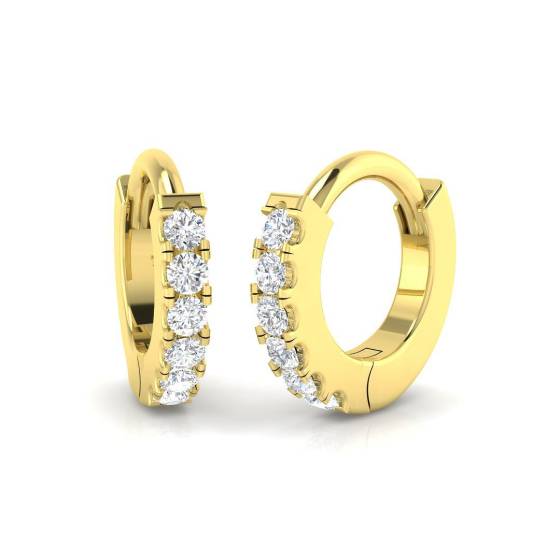 0.06ct SI2/G Round cut Natural Diamond Hoop Earrings in 9k Yellow Gold
