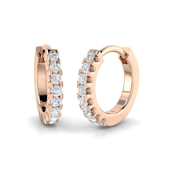 0.07ct SI2/G Round cut Natural Diamond Hoop Earrings in 9k Rose Gold