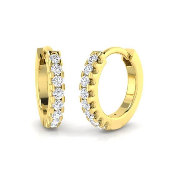 0.07ct SI2/G Round cut Natural Diamond Hoop Earrings in 9k Yellow Gold