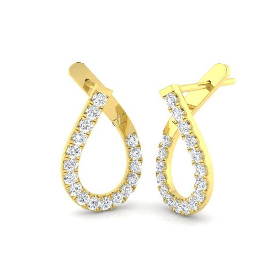 1.03ct SI2/G Round cut Natural Diamond Hoop Earrings in 18k Yellow Gold