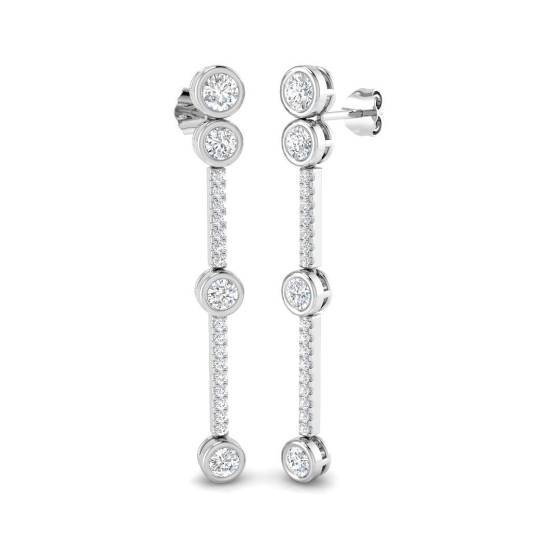 1.57ct SI1/G Round cut Natural Diamond Drop Earrings in 18k White Gold