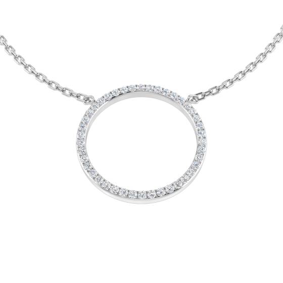 0.15ct SI2/G Round cut Natural Diamond Circle of Life Necklace in 9k White Gold