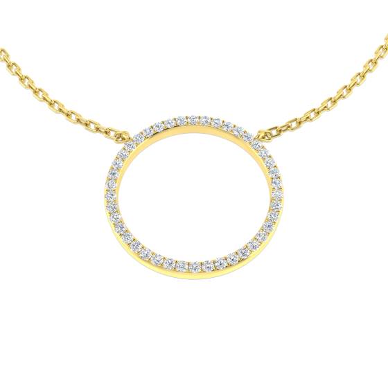 0.15ct SI2/G Round cut Natural Diamond Circle of Life Necklace in 18k Yellow Gold