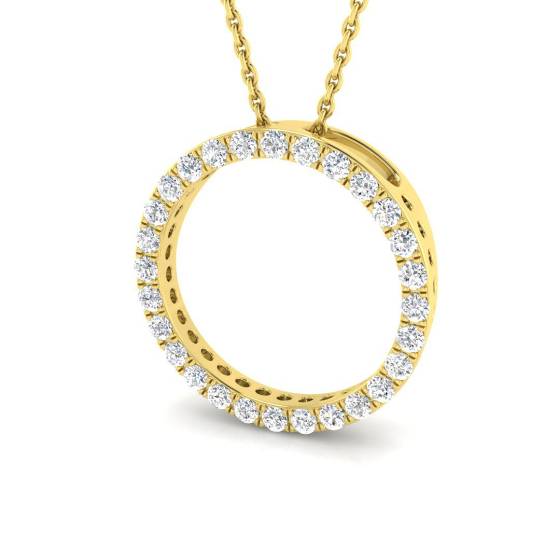 0.24ct SI1/G Round cut Natural Diamond Circle of Life Pendant in 18k Yellow Gold