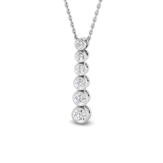 0.36ct SI2/G Round cut Natural Diamond Drop Pendant in 18k White Gold