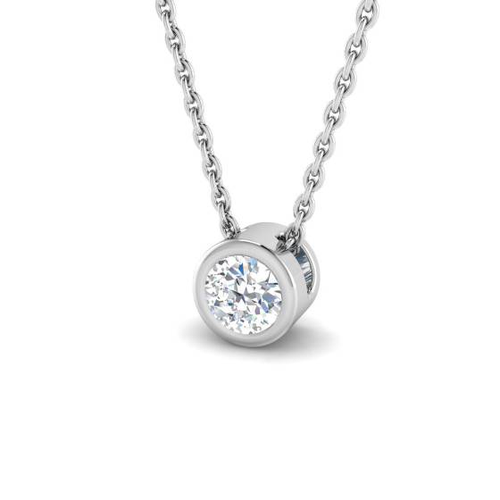0.22ct SI2/G Round cut Natural Diamond Solitaire Pendant in 18k White Gold