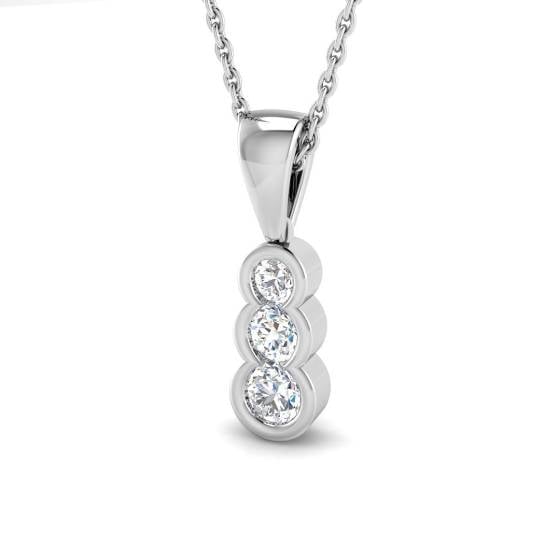 0.29ct SI2/G Round cut Natural Diamond Drop Pendant in 18k White Gold
