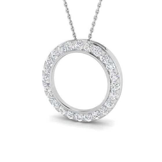 0.93ct SI1/G Round cut Natural Diamond Circle of Life Pendant in 18k White Gold