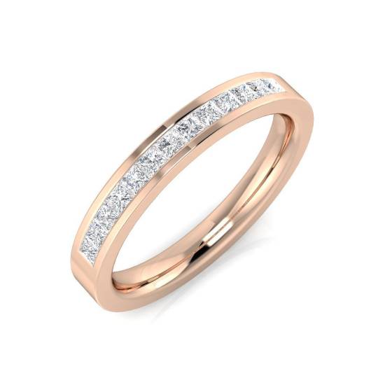 0.40ct SI1/G Princess cut Natural Diamond Half Eternity Ring in 18k Rose Gold