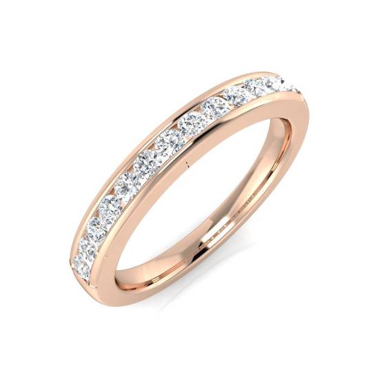0.23ct SI1/G Round cut Natural Diamond Half Eternity Ring in 18k Rose Gold