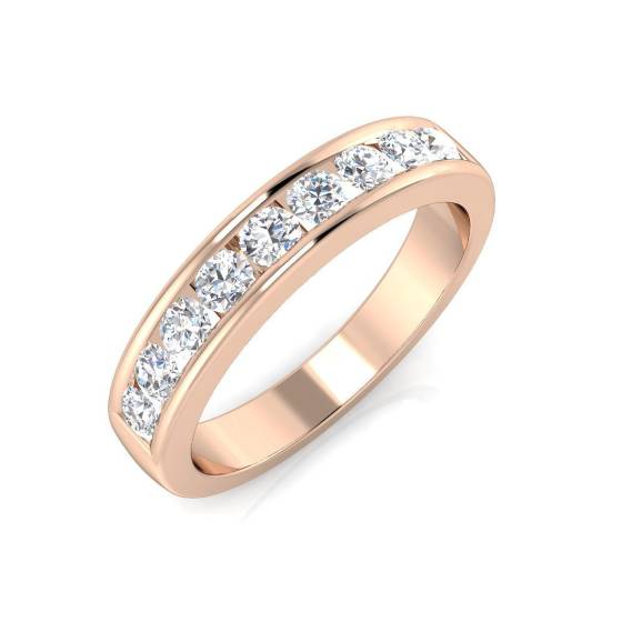 0.45ct SI2/G Round cut Natural Diamond Half Eternity Ring in 9k Rose Gold