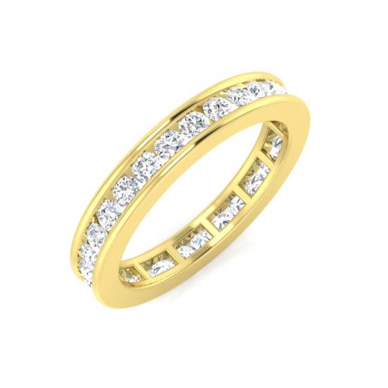 1.00ct SI2/G Round cut Natural Diamond Full Eternity Ring in 18k Yellow Gold